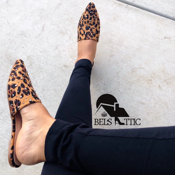 LAST 1♥️Leopard Animal Print Pointed Mule Flats - Picture 5 of 8